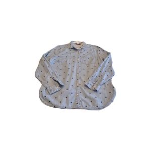 Old Navy Denim Polka Dot Design Button Long Sleeve Classic Fit Women's Lg Shirt